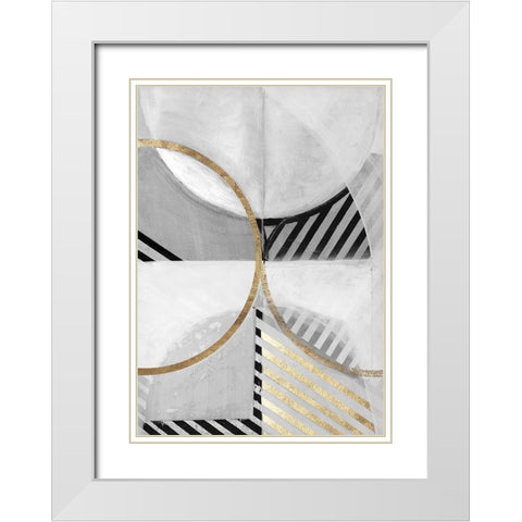 Black White Gold III White Modern Wood Framed Art Print with Double Matting by Cartissi