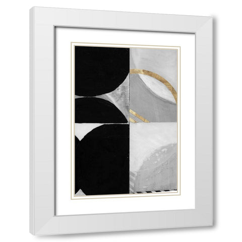 Stripes and Circles I White Modern Wood Framed Art Print with Double Matting by Cartissi
