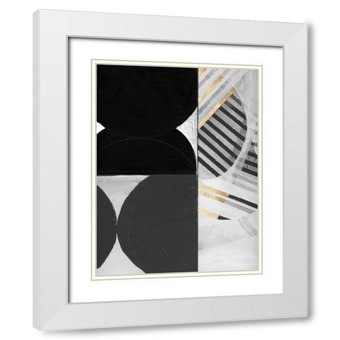 Stripes and Circles II White Modern Wood Framed Art Print with Double Matting by Cartissi