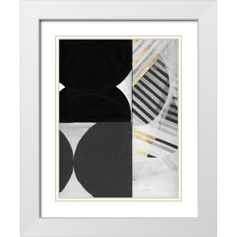Stripes and Circles II White Modern Wood Framed Art Print with Double Matting by Cartissi