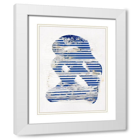 Blue Scrapes I White Modern Wood Framed Art Print with Double Matting by Cartissi