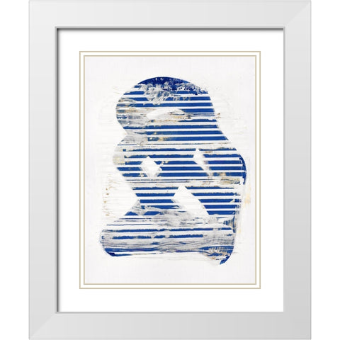 Blue Scrapes I White Modern Wood Framed Art Print with Double Matting by Cartissi