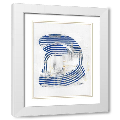 Blue Scrapes II White Modern Wood Framed Art Print with Double Matting by Cartissi