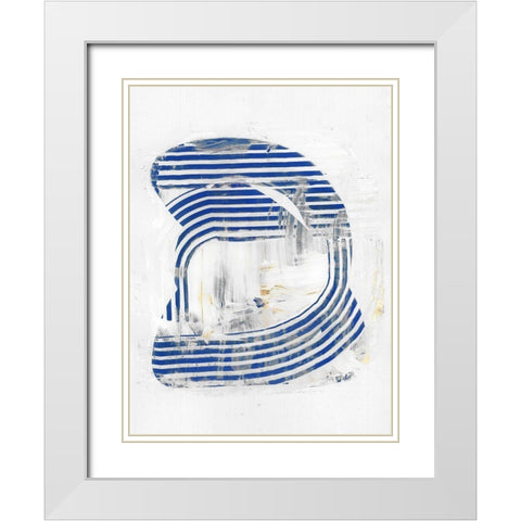 Blue Scrapes II White Modern Wood Framed Art Print with Double Matting by Cartissi