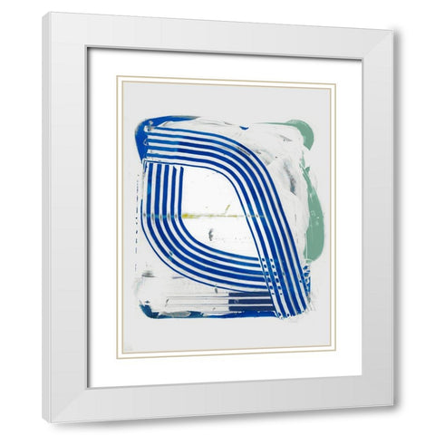 Blue Scrapes III White Modern Wood Framed Art Print with Double Matting by Cartissi