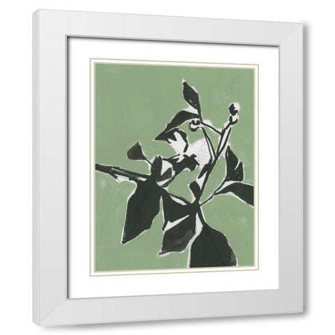 Naive Floral Silhouette I White Modern Wood Framed Art Print with Double Matting by Cartissi
