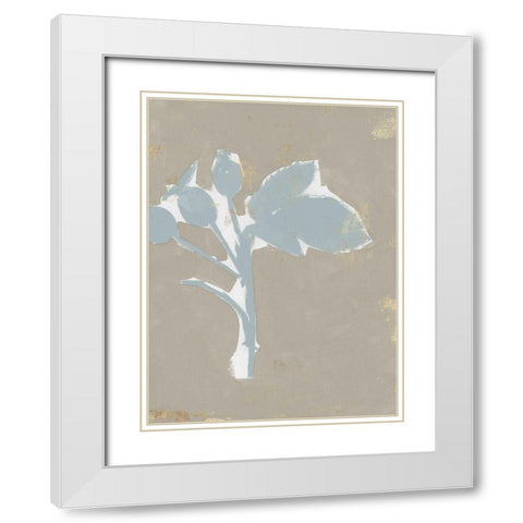 Floral Silhouette II White Modern Wood Framed Art Print with Double Matting by Cartissi