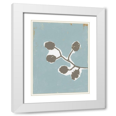 Floral Silhouette III White Modern Wood Framed Art Print with Double Matting by Cartissi