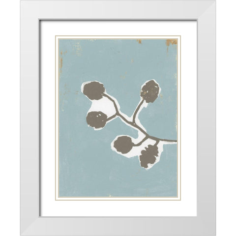 Floral Silhouette III White Modern Wood Framed Art Print with Double Matting by Cartissi