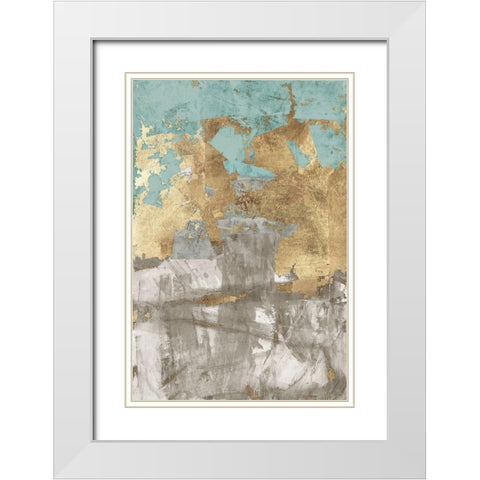 Blue Gold II White Modern Wood Framed Art Print with Double Matting by Cartissi