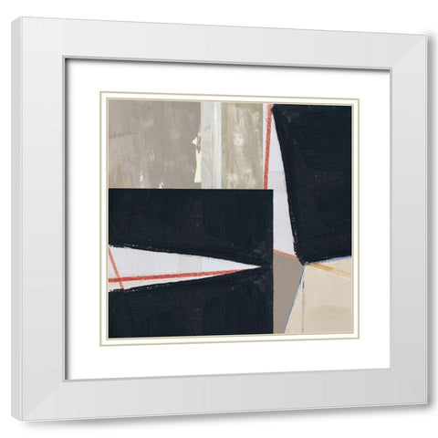 Orange Lines I White Modern Wood Framed Art Print with Double Matting by Cartissi