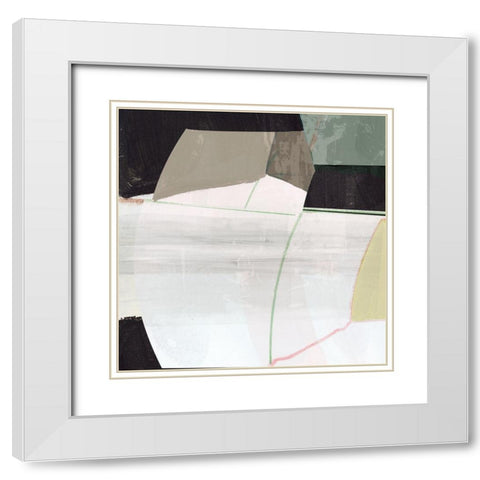 Orange Lines II White Modern Wood Framed Art Print with Double Matting by Cartissi