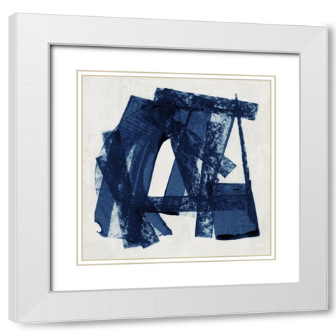 Navy Paths II White Modern Wood Framed Art Print with Double Matting by Cartissi