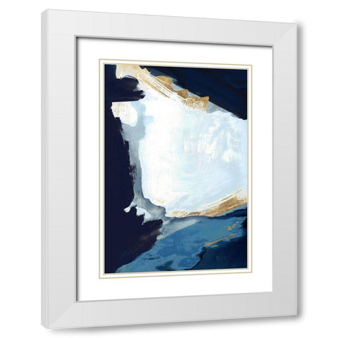 Blue in Gold III White Modern Wood Framed Art Print with Double Matting by Cartissi
