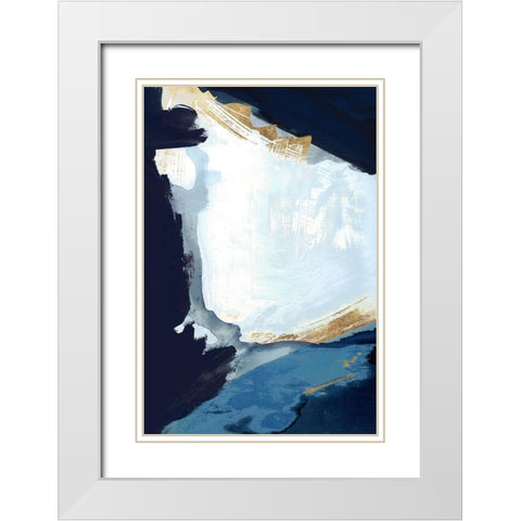 Blue in Gold III White Modern Wood Framed Art Print with Double Matting by Cartissi