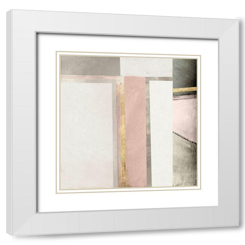 Abstract Elegance II White Modern Wood Framed Art Print with Double Matting by Cartissi