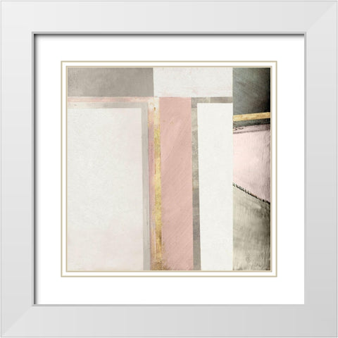 Abstract Elegance II White Modern Wood Framed Art Print with Double Matting by Cartissi