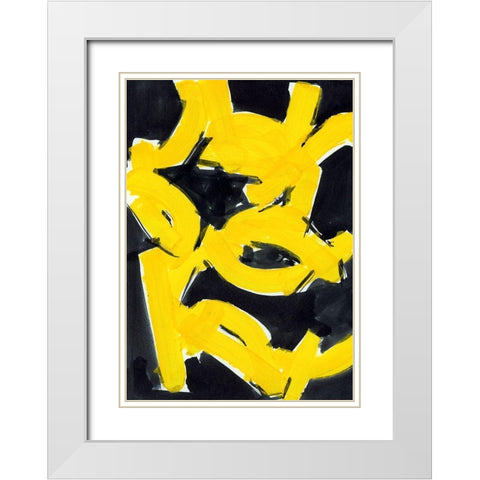 Gold And Black II White Modern Wood Framed Art Print with Double Matting by Cartissi