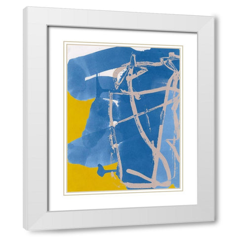 Blue Signs  White Modern Wood Framed Art Print with Double Matting by Cartissi