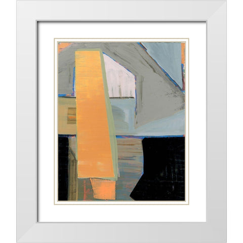 Orange Pinstripe I White Modern Wood Framed Art Print with Double Matting by Cartissi