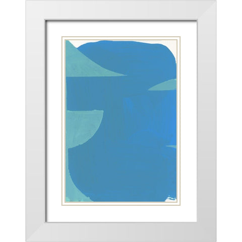 Blue Bound II White Modern Wood Framed Art Print with Double Matting by Cartissi