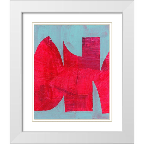 Magenta Ribbon I  White Modern Wood Framed Art Print with Double Matting by Cartissi