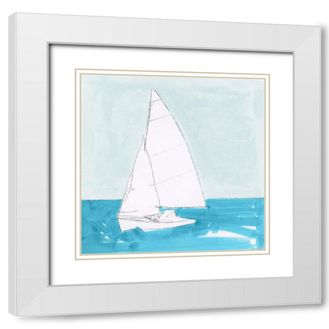 Clear Sky Sail  White Modern Wood Framed Art Print with Double Matting by Cartissi