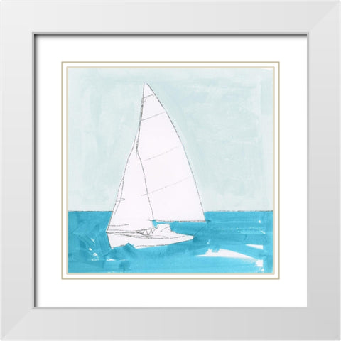 Clear Sky Sail  White Modern Wood Framed Art Print with Double Matting by Cartissi