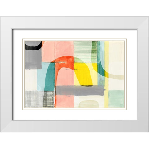 Rainbow Roundabout II White Modern Wood Framed Art Print with Double Matting by Cartissi