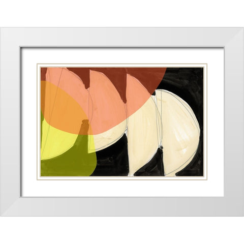 Four Semi Moons I  White Modern Wood Framed Art Print with Double Matting by Cartissi