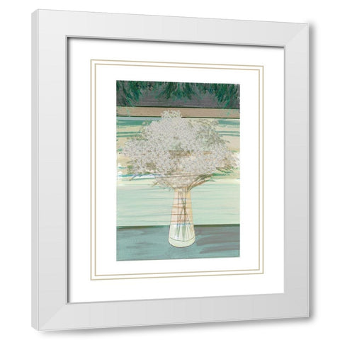 Dried Florals I White Modern Wood Framed Art Print with Double Matting by Cartissi