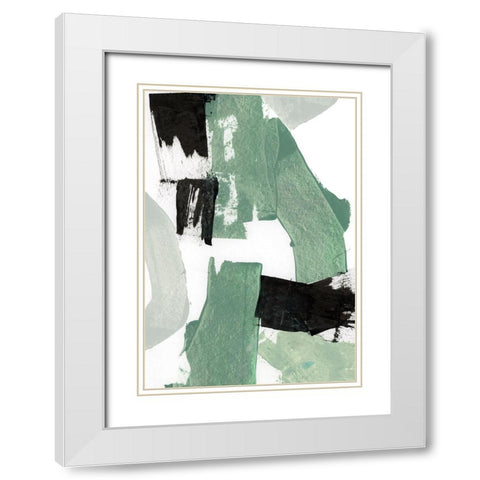 Flowing Green I  White Modern Wood Framed Art Print with Double Matting by Cartissi