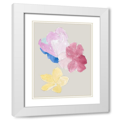 Floral Block IÂ  White Modern Wood Framed Art Print with Double Matting by Cartissi