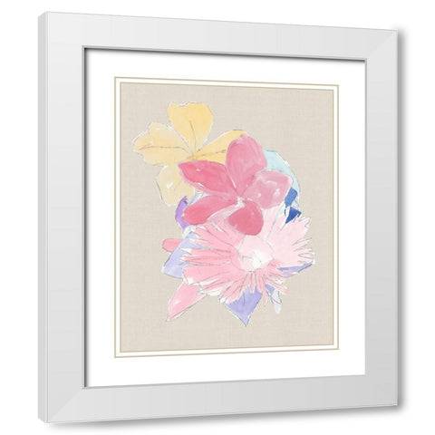 Floral Block II White Modern Wood Framed Art Print with Double Matting by Cartissi