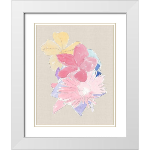 Floral Block II White Modern Wood Framed Art Print with Double Matting by Cartissi