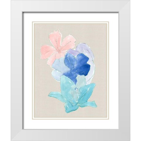 Floral Block III White Modern Wood Framed Art Print with Double Matting by Cartissi