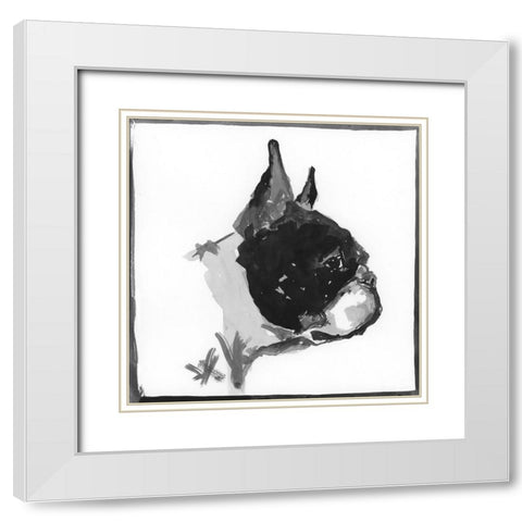 Boston Terrier White Modern Wood Framed Art Print with Double Matting by Cartissi