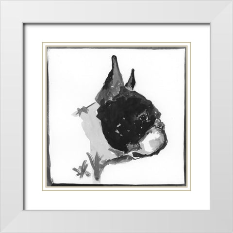 Boston Terrier White Modern Wood Framed Art Print with Double Matting by Cartissi