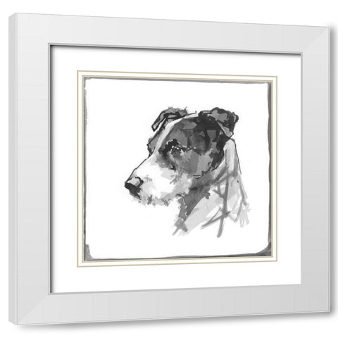 Fox Terrier  White Modern Wood Framed Art Print with Double Matting by Cartissi