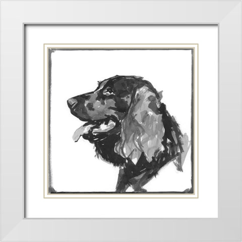 Spaniel White Modern Wood Framed Art Print with Double Matting by Cartissi