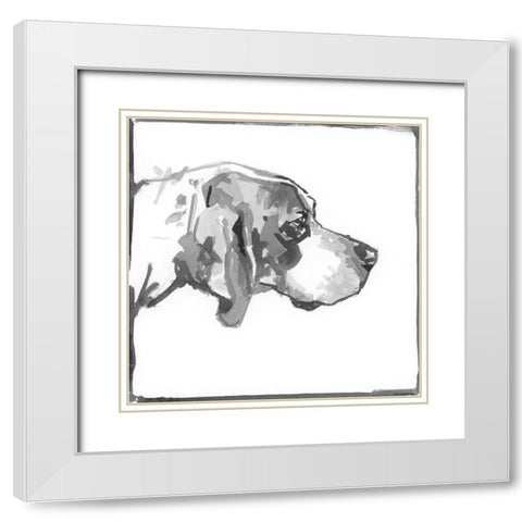 Foxhound White Modern Wood Framed Art Print with Double Matting by Cartissi