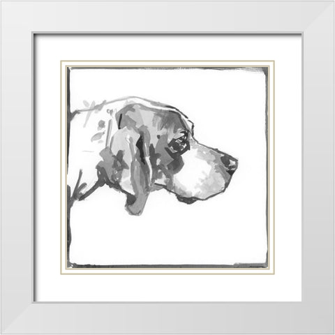 Foxhound White Modern Wood Framed Art Print with Double Matting by Cartissi
