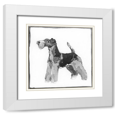 Terrier White Modern Wood Framed Art Print with Double Matting by Cartissi
