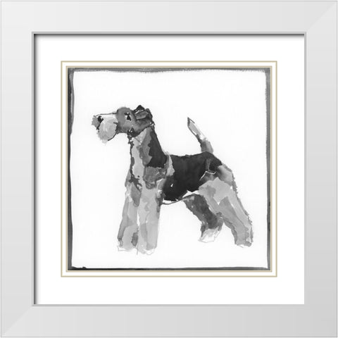Terrier White Modern Wood Framed Art Print with Double Matting by Cartissi