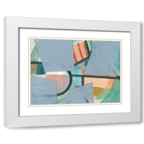 Blueblock I  White Modern Wood Framed Art Print with Double Matting by Cartissi