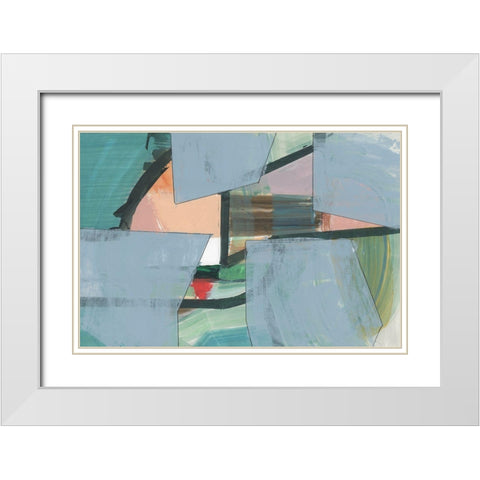 Blueblock II  White Modern Wood Framed Art Print with Double Matting by Cartissi