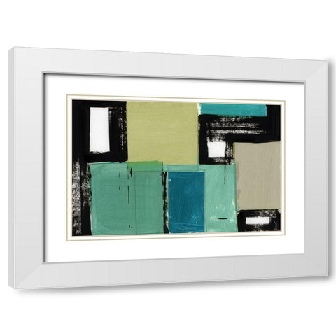 New Emerald II White Modern Wood Framed Art Print with Double Matting by Cartissi