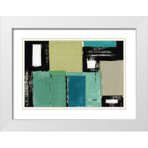 New Emerald II White Modern Wood Framed Art Print with Double Matting by Cartissi