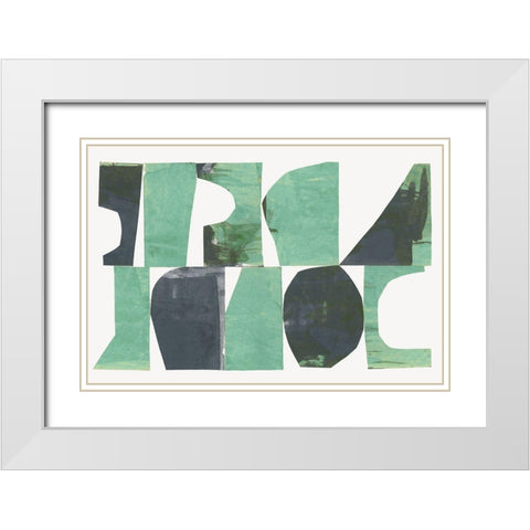 New Green I  White Modern Wood Framed Art Print with Double Matting by Cartissi