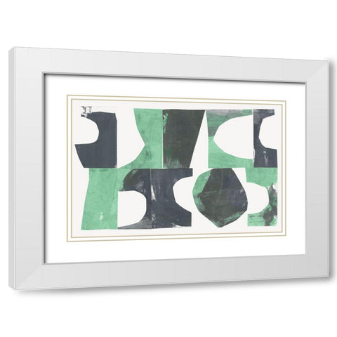 New Green II  White Modern Wood Framed Art Print with Double Matting by Cartissi